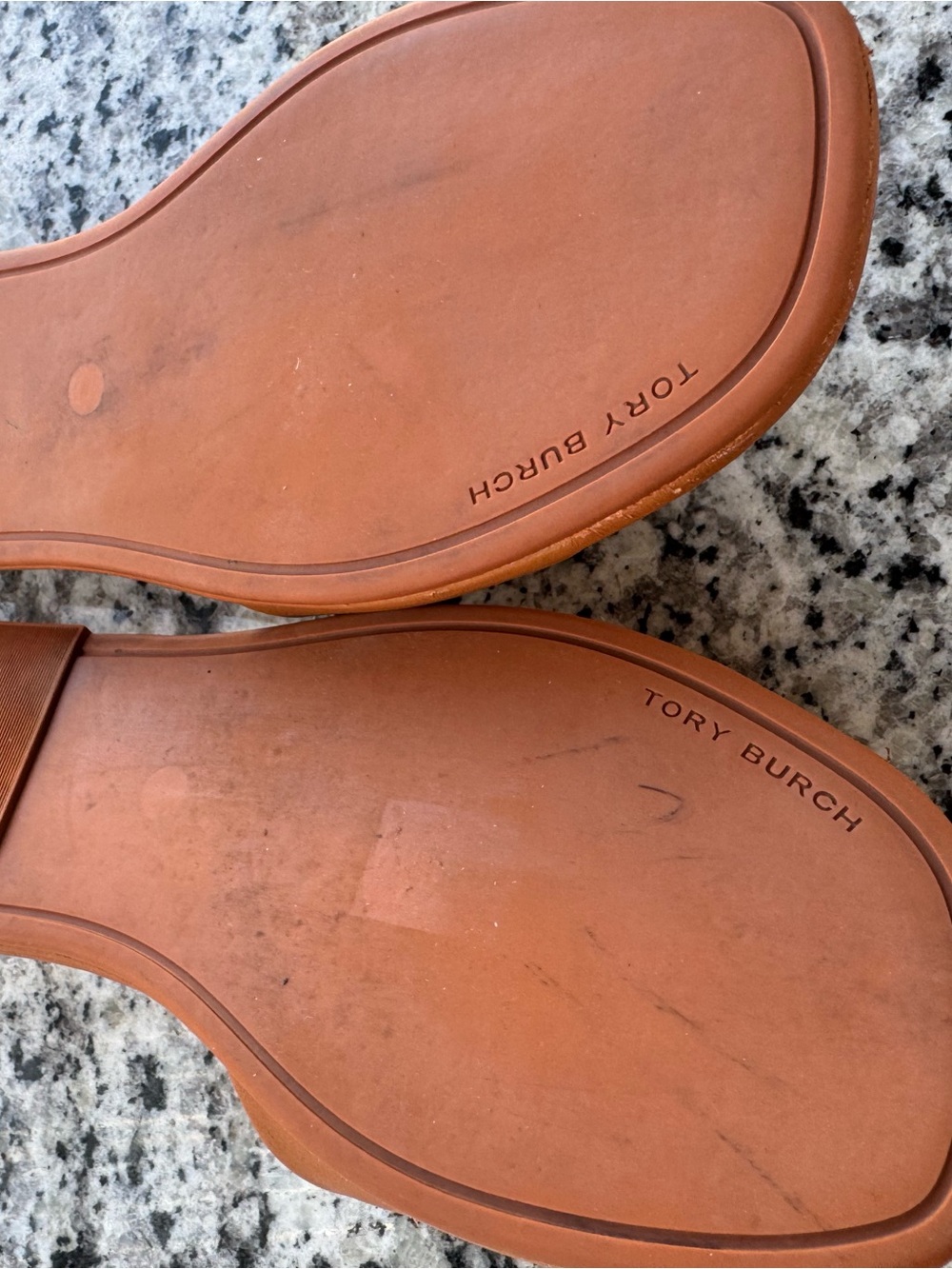 Tory Burch Cognac Leather Slide Sandals with Logo Accent - Picture 9 of 12